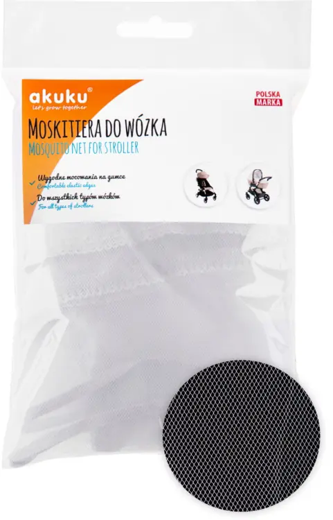 Akuku Moskitiera Uniwersalna Do Wózka Z Gumką Biała 0445