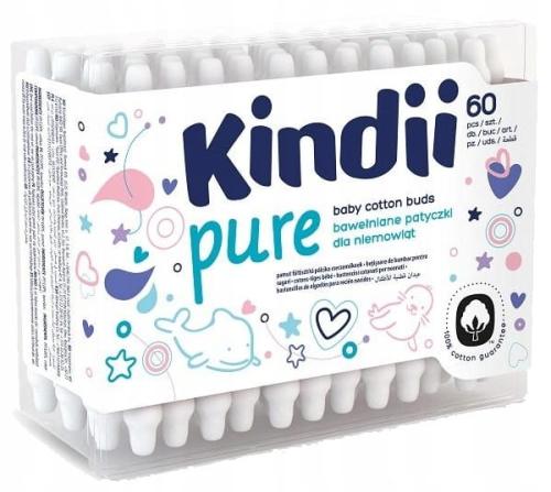 CLEANIC Kindii dzidziuś Bawełniane Patyczki Dla Niemowląt PURE 60szt