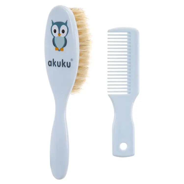 Akuku Szczotka Z Naturalnego Włosia + Grzebień Różowa 0457