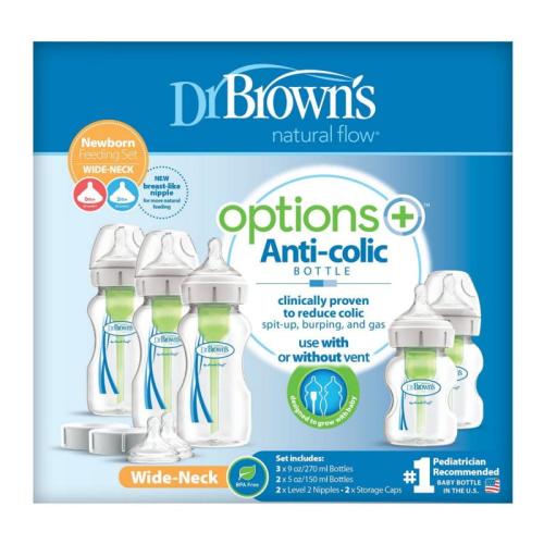 Dr Brown's Zestaw Deluxe Options+ Szeroka Szyjka Butelka 270ml x3 + Butelka 150ml x2 09600