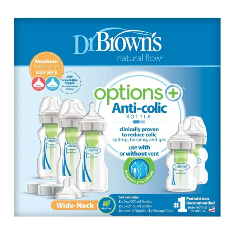 Dr Brown's Zestaw Deluxe Options+ Szeroka Szyjka Butelka 270ml x3 + Butelka 150ml x2 09600
