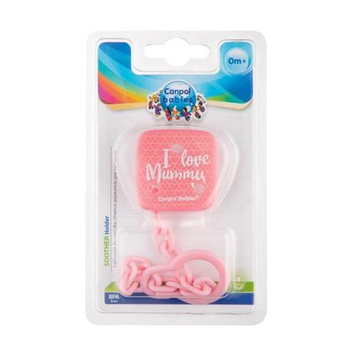 CANPOL Łańcuszek Klips Zawieszka Do Smoczka 2/434 I Love Mummy Różowy