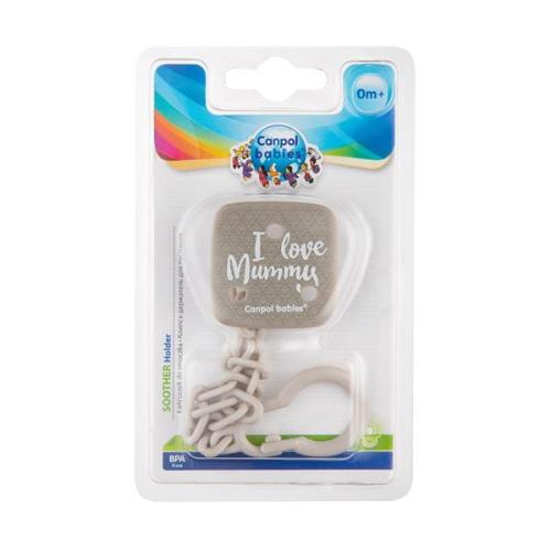 CANPOL Łańcuszek Klips Zawieszka Do Smoczka 2/434 I Love Mummy Szary
