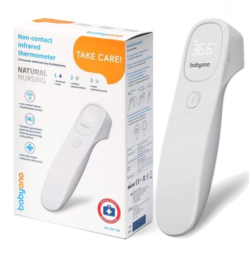 BabyOno Medyczny Termometr Elektroniczny Bezdotykowy NATURAL NURSING Biały 790