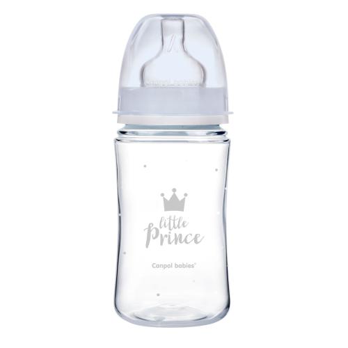 CANPOL Butelka Antykolkowa Szeroka 240 ml ROYAL BABY 35/234 Niebieska