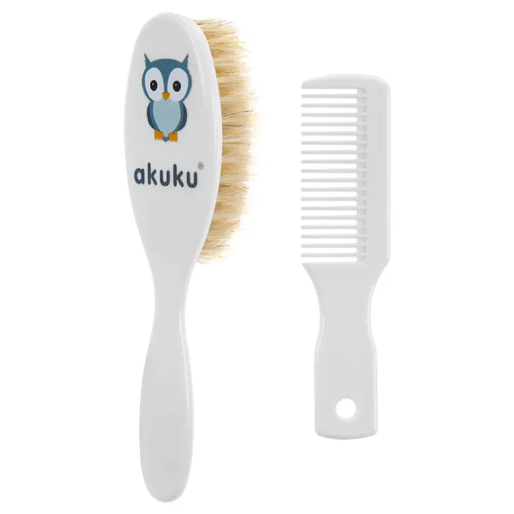 Akuku Szczotka Z Naturalnego Włosia + Grzebień Biała 0307