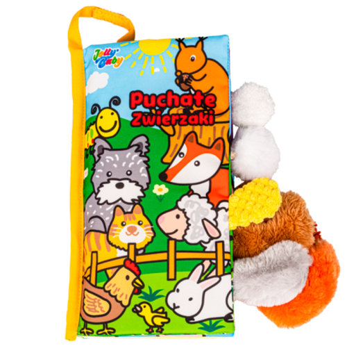 Jolly Baby Pluszowa Książeczka Edukacyjna Puchate Zwierzaki Sensory 0m+ 80453