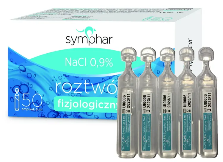 Symphar NaCl 0.9% Sól Fizjologiczna Fizjologiczny Roztwór Soli Ampułki 50x5ml