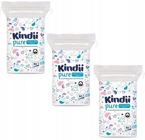 CLEANIC Kindii PŁATKI KOSMETYCZNE DZIDZIUŚ PURE 3 Opakowania x60szt