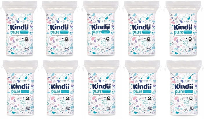 CLEANIC Kindii PŁATKI KOSMETYCZNE DZIDZIUŚ PURE 10 Opakowań x60szt
