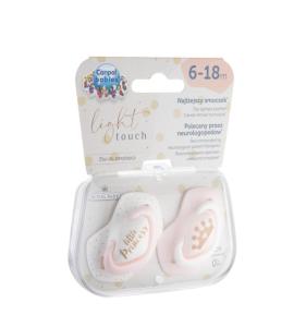 CANPOL Smoczki Silikonowe 2szt. 6-18m ROYAL 22/651 Różowe