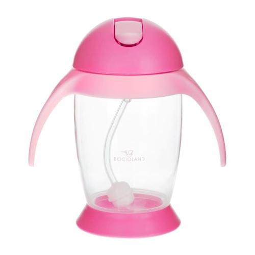 Bocioland Kubek Ze Słomką i Odważnikiem 300ml PINGWIN RÓŻOWY 5444