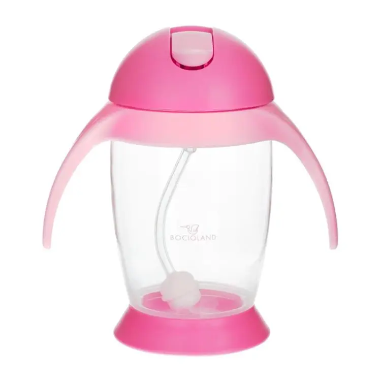 Bocioland Kubek Ze Słomką i Odważnikiem 300ml PINGWIN RÓŻOWY 5444