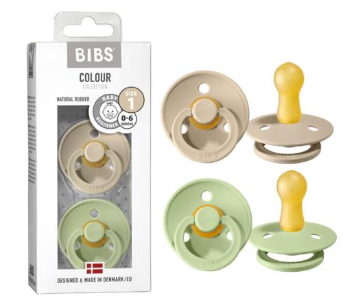 Bibs Dwupak Smoczek Uspokajający Kauczuk Hevea Rozmiar S 0m+ 2szt SAND & PISTACHIO