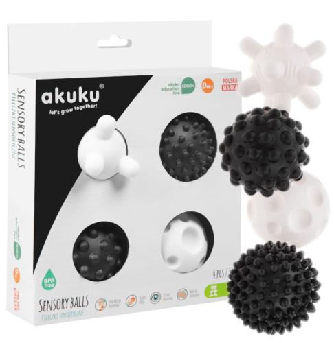 Akuku Zestaw Piłeczek Sensorycznych Czarno - Białe 0469