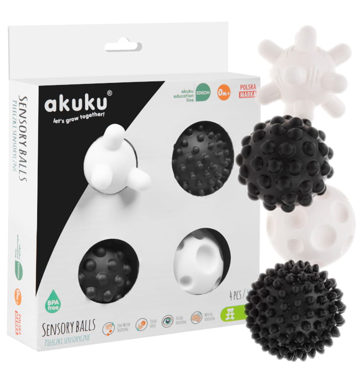 Akuku Zestaw Piłeczek Sensorycznych Czarno - Białe 0469