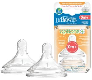 Dr Brown's Options+ Smoczek Szeroka Szyjka 0m+ 2SZT Rozmiar 1