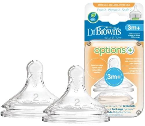 Dr Brown's Options+ Smoczek Szeroka Szyjka 3m+ 2SZT Rozmiar 2