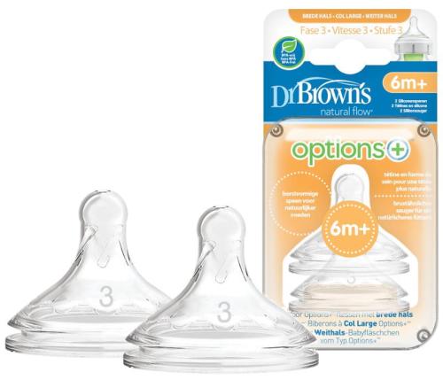 Dr Brown's Options+ Smoczek Szeroka Szyjka 6m+ 2 SZT Rozmiar 3