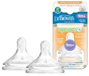 Dr Brown's Options+ Smoczek Szeroka Szyjka 9m+ 2SZT Rozmiar 4