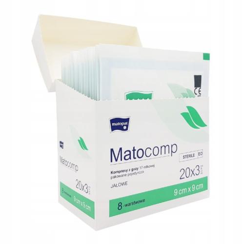 Matocomp Kompresy Gaziki Jałowe 17-nitkowe, 12-warstwowe, 9 x 9 cm 20x3 szt.