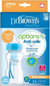 Dr Brown's Zestaw Options+ Szeroka Szyjka Butelka 270ml 2szt NIEBIESKI 92602