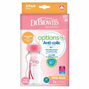 Dr Brown's Zestaw Options+ Szeroka Szyjka Butelka 270ml 2szt Różowy 92601