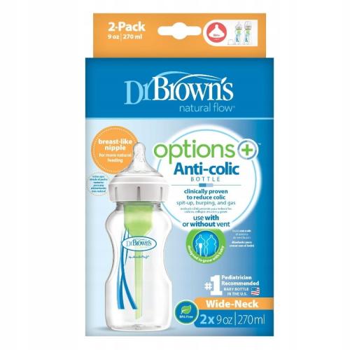 Dr Brown's Zestaw Options+ Szeroka Szyjka Butelka 270ml 2szt 92600