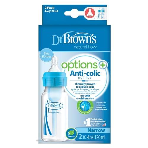 Dr Brown's Zestaw Options+ Wąska Szyjka Butelka 120ml 2szt NIEBIESKI 42405