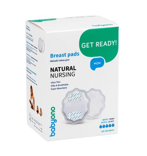 BabyOno Wkładki Laktacyjne Super Cienkie NATURAL NURSING Białe 24szt 298/01