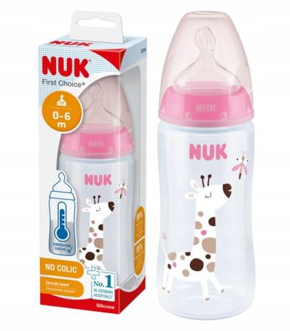 NUK BUTELKA ANTYKOLKOWA Z CZUJNIKIEM CIEPŁA 300ml 0m+ RÓŻOWA