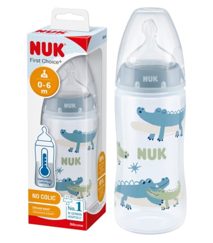 NUK BUTELKA ANTYKOLKOWA Z CZUJNIKIEM CIEPŁA 300ml 0m+ NIEBIESKA