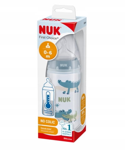 NUK BUTELKA ANTYKOLKOWA Z CZUJNIKIEM CIEPŁA 300ml 0m+ NIEBIESKA