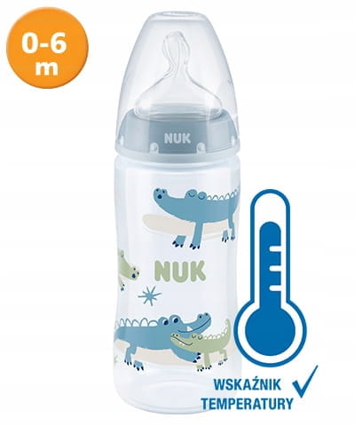 NUK BUTELKA ANTYKOLKOWA Z CZUJNIKIEM CIEPŁA 300ml 0m+ NIEBIESKA
