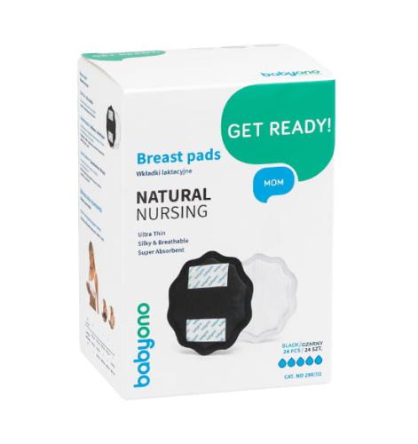 BabyOno Wkładki Laktacyjne Super Cienkie NATURAL NURSING Czarne 24szt 298/02