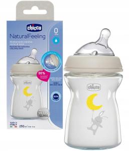 Chicco Butelka Szklana NaturalFeeling 0m+ 250 ml 3466