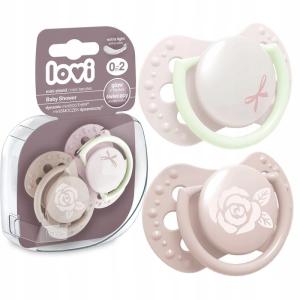 LOVI Smoczek Uspokajający BABY SHOWER 0-2m 2 szt Różowy