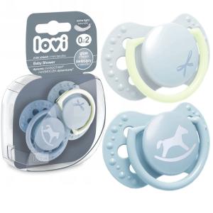 LOVI Smoczek Uspokajający BABY SHOWER 0-2m 2 szt Niebieski