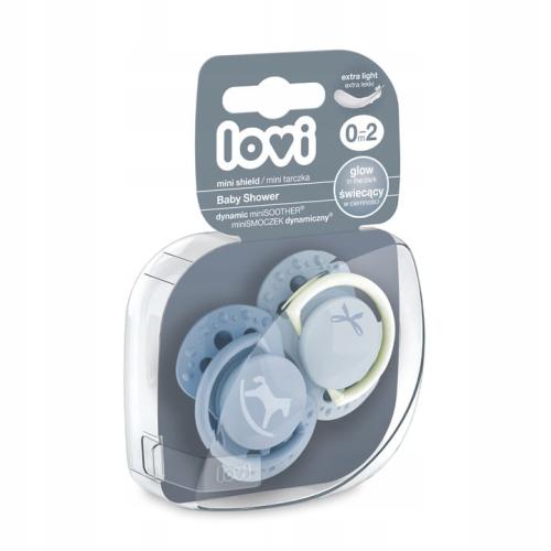 LOVI Smoczek Uspokajający BABY SHOWER 0-2m 2 szt Niebieski