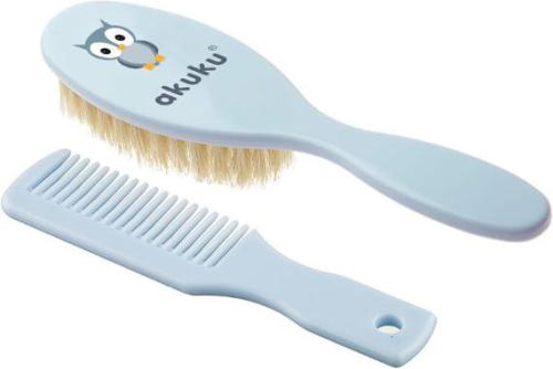 Akuku Szczotka Z Naturalnego Włosia + Grzebień Różowa 0457