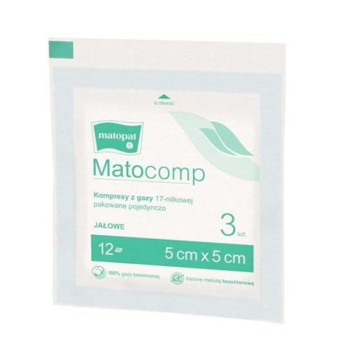Matocomp Kompresy Gaziki Jałowe 17-nitkowe, 12-warstwowe, 5 x 5 cm 20x3 szt.