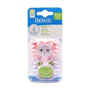 Dr Brown Browns Smoczek Uspokajający PreVent 0-6m 2szt Różowy 12014