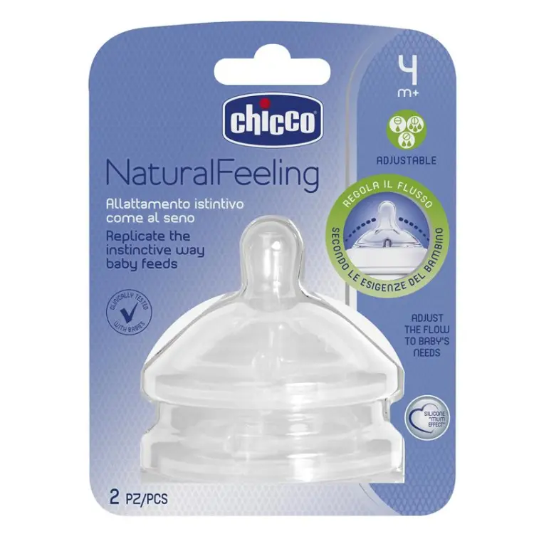Chicco Smoczek Do Butelki NaturalFeeling 4m+ TRÓJPRZEPŁYWOWY 2szt 8247