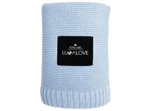 LULLALOVE Bawełniano Bambusowy Koc Tkany 80x100cm Niebieski